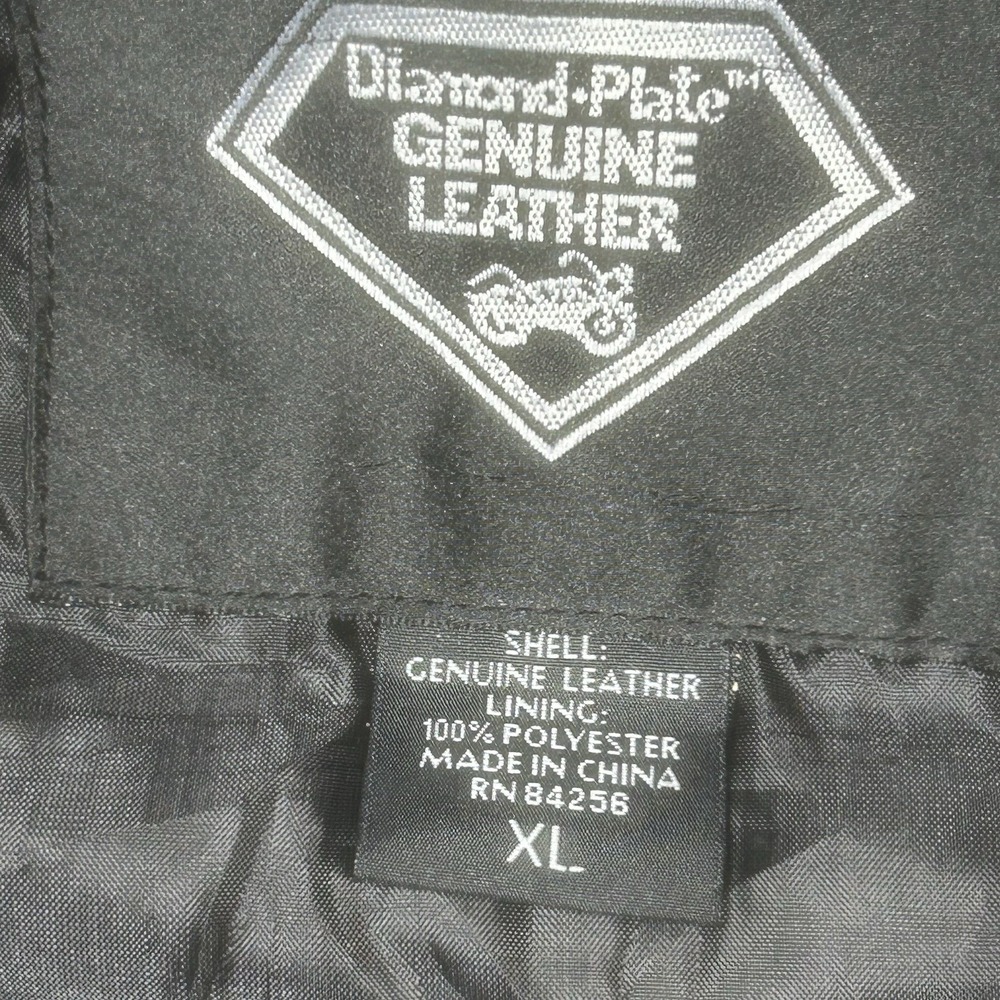 Diamond Plate Vest Mens XL Black Leather Biker Motorcycle 'LIVE TO RIDE' PATCHES - Picture 4 of 10